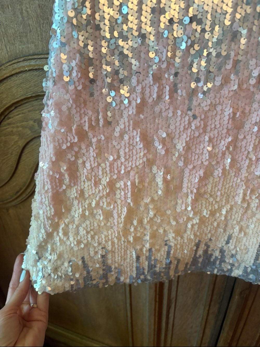Lavender Brown Ombré sequin mini cocktail dress - Picture 6 of 13